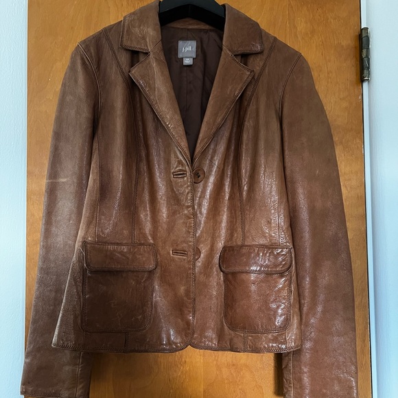 J. Jill Jackets & Blazers - J. Jill Brown Leather Jacket.  Size X Small